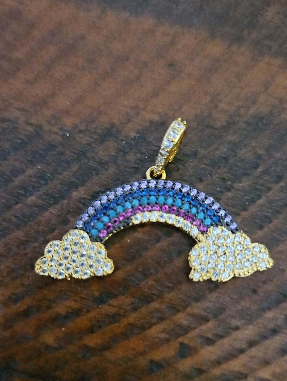 Gold toned  Rainbow Cloud Pendant Necklace Charm - Multicolor